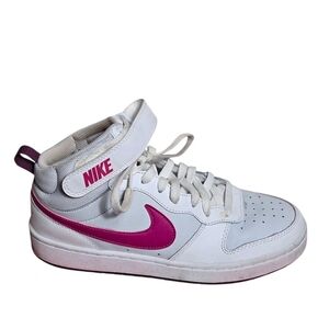 Nike Pink And White Court Borough Mid 2 Sneakers